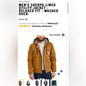MEN'S SHERPA-LINED UTILITY JACKET - RELAXED FIT - WASHED DUCK